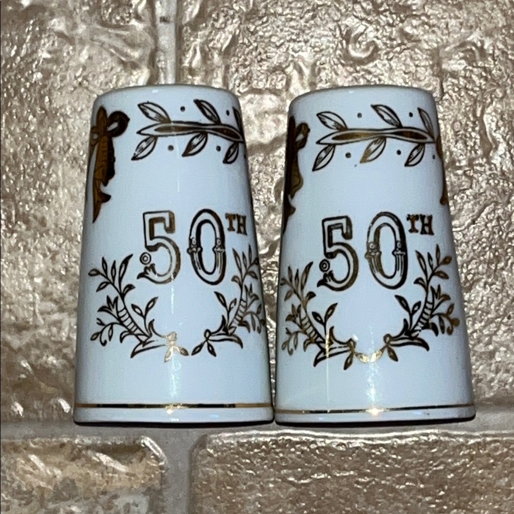 Vintage Lefton  50th Anniversary Salt & Pepper Shaker Set